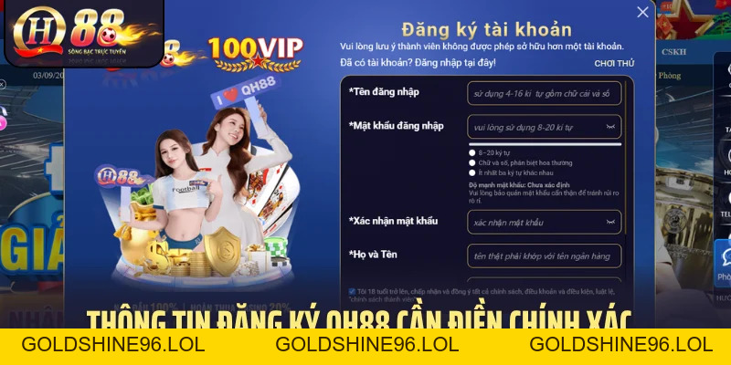 Đăng Ký QH88: Hoàn Tất Tài Khoản Nhanh Qua 4 Bước Chính Xác - GOLDSHINE96